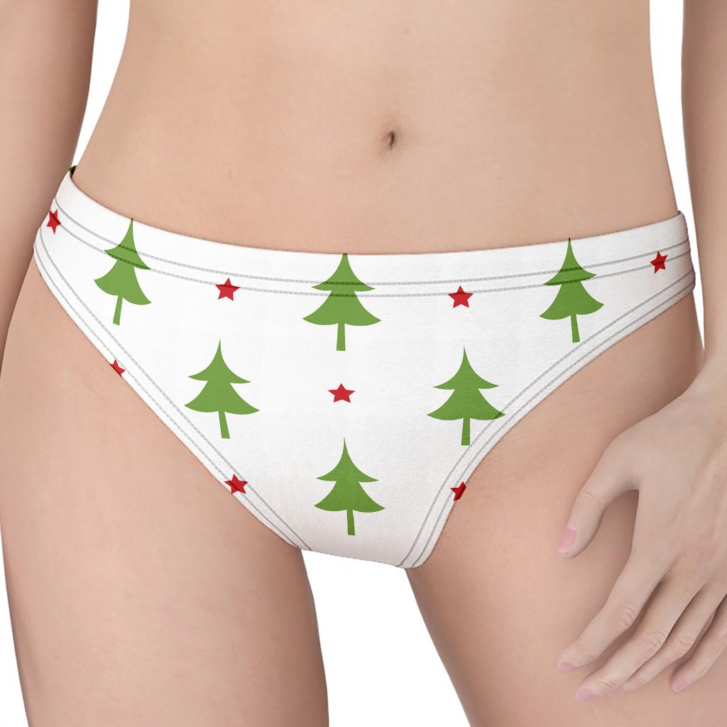 Christmas Tree And Star Pattern Print Women's Thong