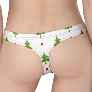 Christmas Tree And Star Pattern Print Women's Thong