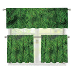 Christmas Tree Branches Print 3 Piece Kitchen Curtains