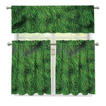 Christmas Tree Branches Print 3 Piece Kitchen Curtains