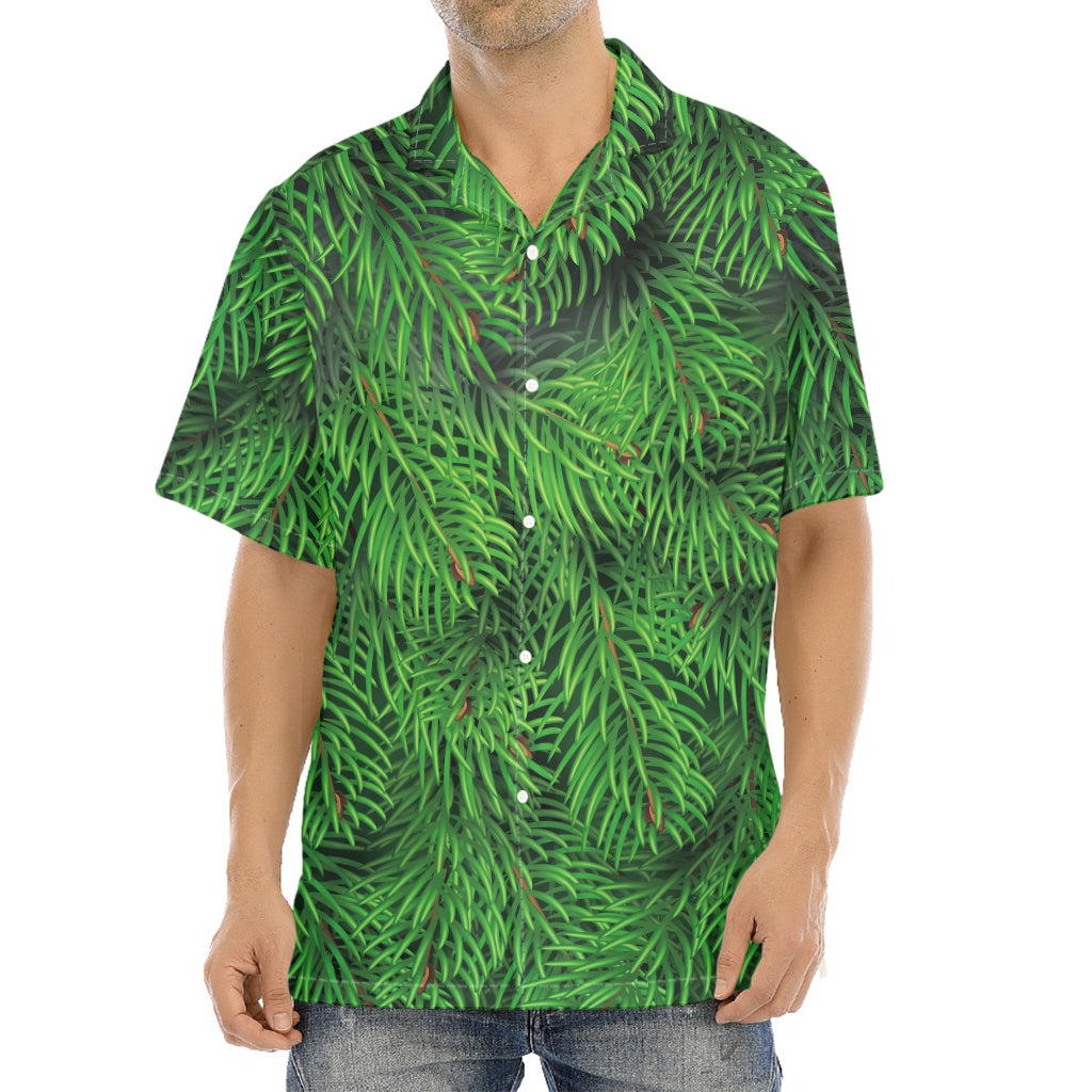 Christmas Tree Branches Print Aloha Shirt