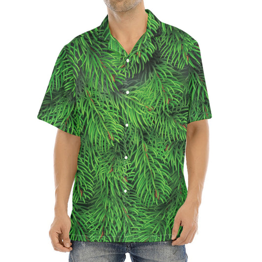 Christmas Tree Branches Print Aloha Shirt