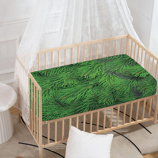 Christmas Tree Branches Print Baby Crib Sheet