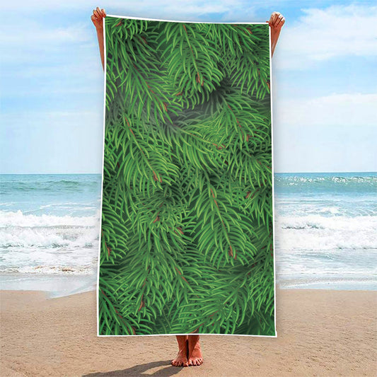 Christmas Tree Branches Print Beach Towel