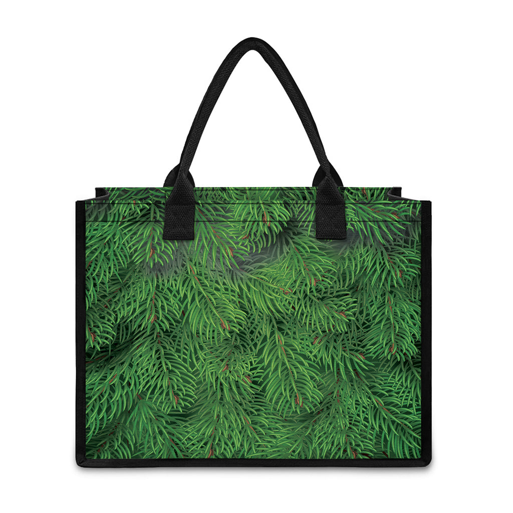 Christmas Tree Branches Print Canvas Tote Bag