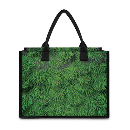 Christmas Tree Branches Print Canvas Tote Bag