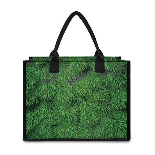 Christmas Tree Branches Print Canvas Tote Bag