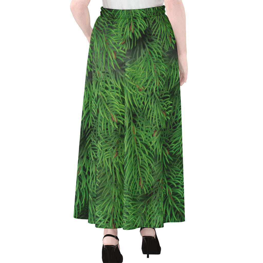 Christmas Tree Branches Print Chiffon Maxi Skirt