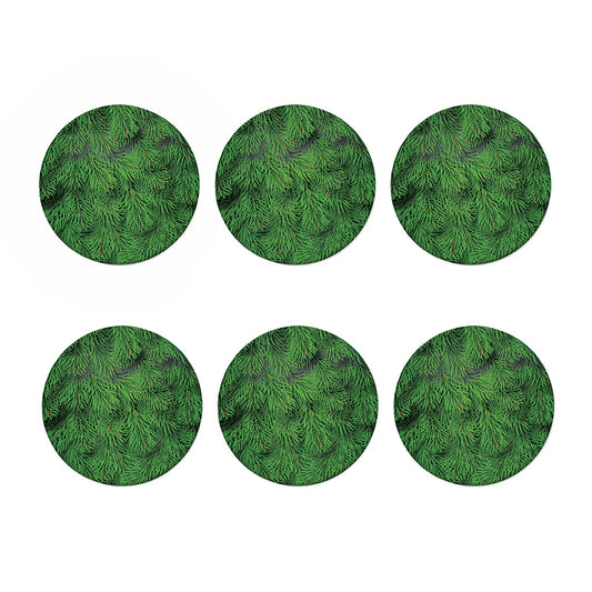 Christmas Tree Branches Print Coaster Set