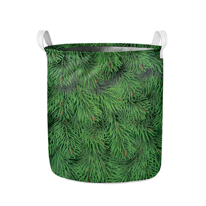 Christmas Tree Branches Print Collapsible Laundry Basket