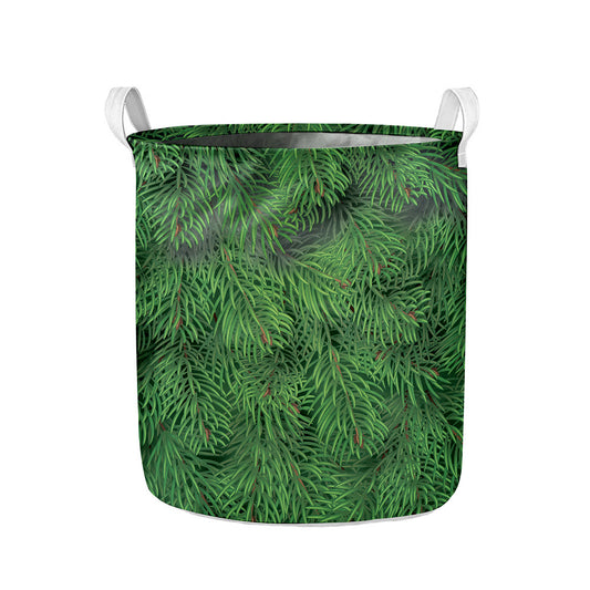 Christmas Tree Branches Print Collapsible Laundry Basket