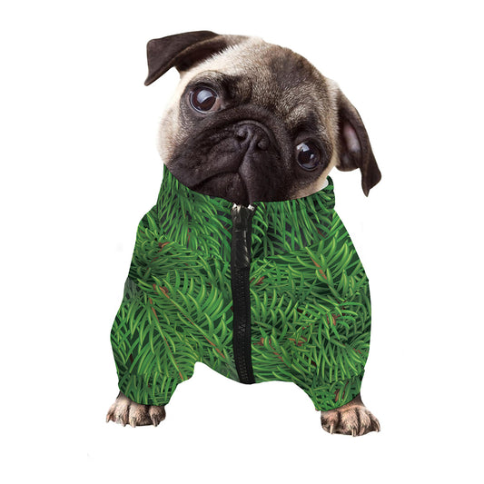 Christmas Tree Branches Print Dog Zip Up Jacket