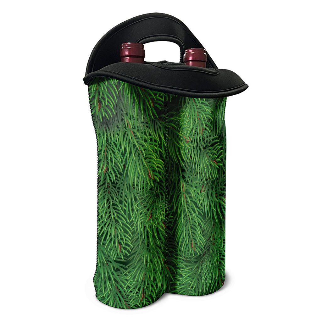 Christmas Tree Branches Print Double Neoprene Wine Tote