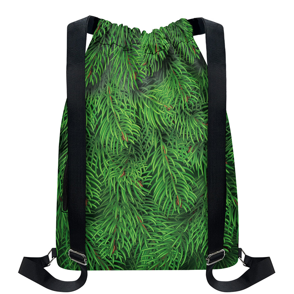 Christmas Tree Branches Print Drawstring Backpack