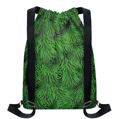 Christmas Tree Branches Print Drawstring Backpack