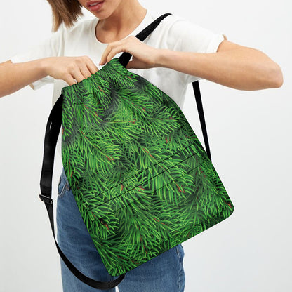 Christmas Tree Branches Print Drawstring Backpack