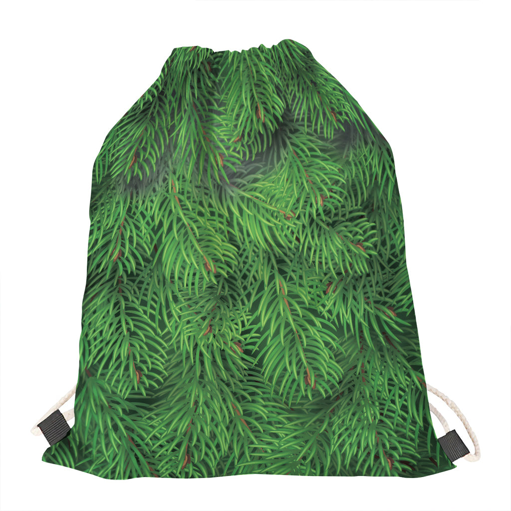 Christmas Tree Branches Print Drawstring Bag