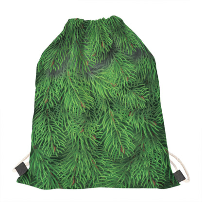 Christmas Tree Branches Print Drawstring Bag