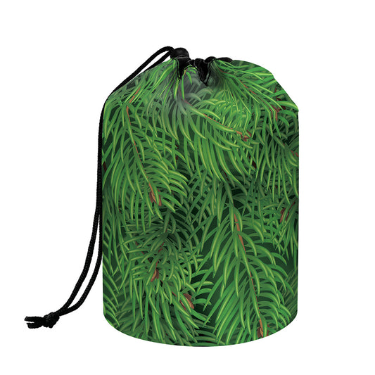 Christmas Tree Branches Print Drawstring Makeup Bag