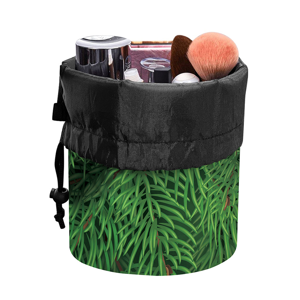 Christmas Tree Branches Print Drawstring Makeup Bag