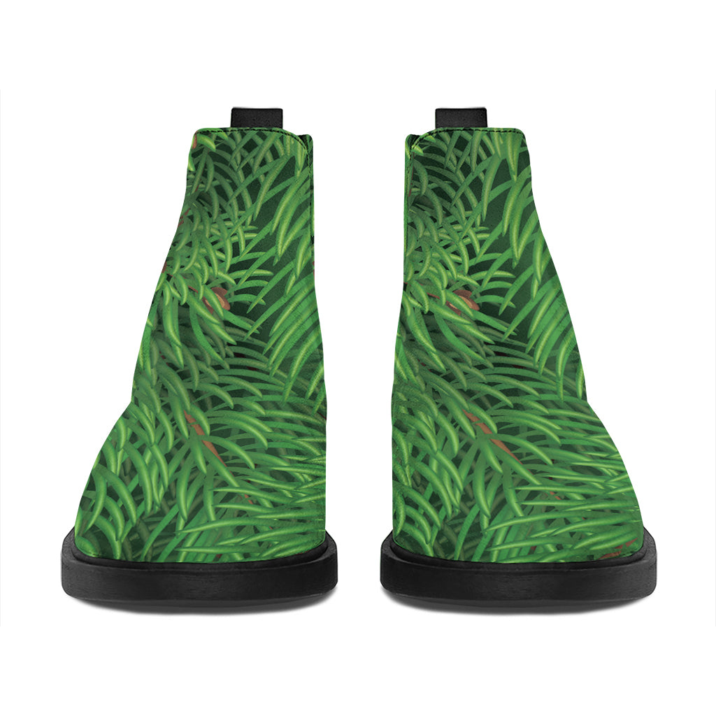 Christmas Tree Branches Print Flat Ankle Boots