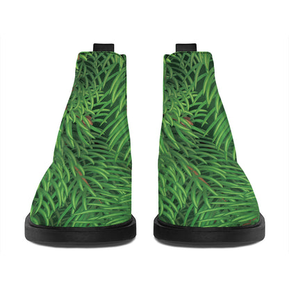 Christmas Tree Branches Print Flat Ankle Boots