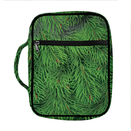 Christmas Tree Branches Print Front Pocket Bible Bag