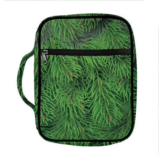 Christmas Tree Branches Print Front Pocket Bible Bag
