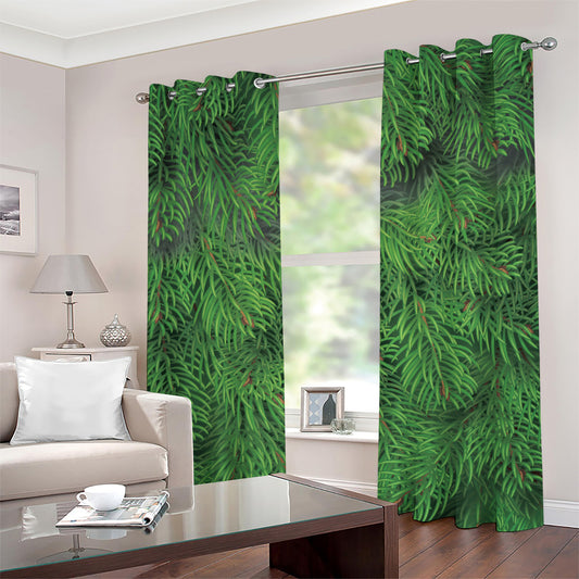 Christmas Tree Branches Print Grommet Curtains