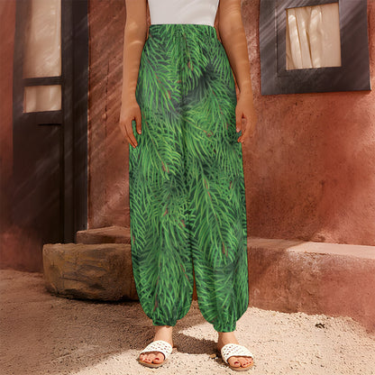 Christmas Tree Branches Print Harem Pants