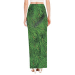 Christmas Tree Branches Print High Slit Maxi Skirt