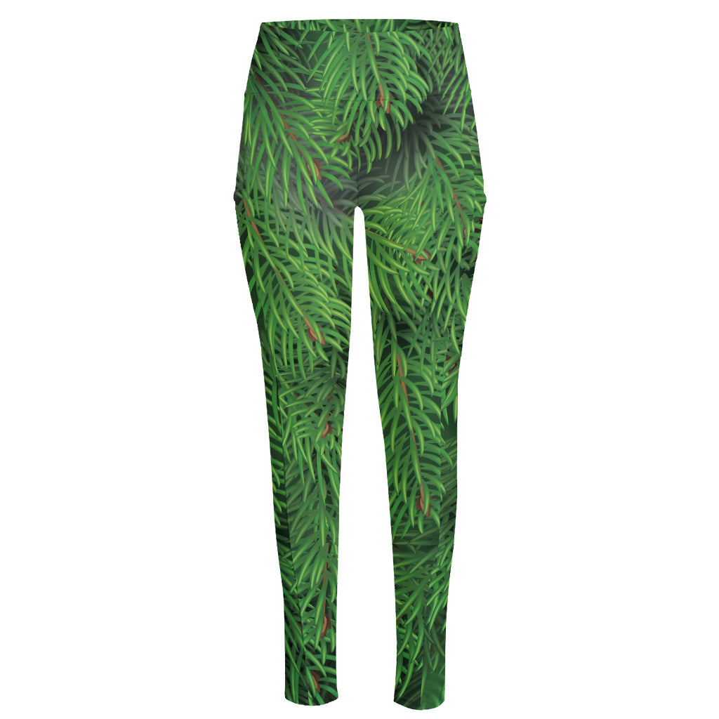 Christmas Tree Branches Print High-Waisted Pocket Leggings