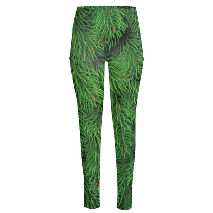 Christmas Tree Branches Print High-Waisted Pocket Leggings