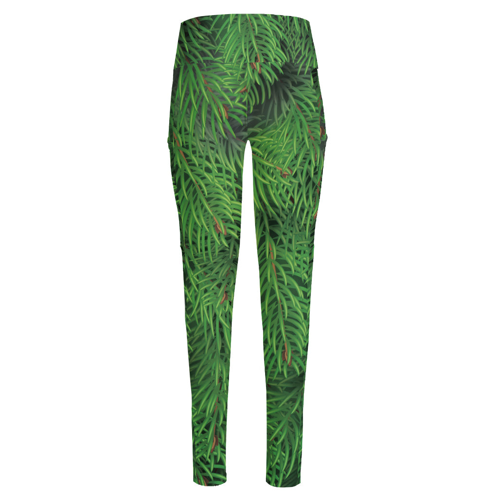 Christmas Tree Branches Print High-Waisted Pocket Leggings