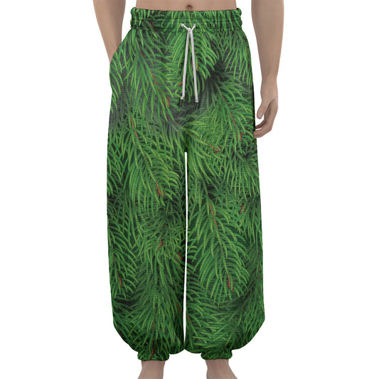Christmas Tree Branches Print Lantern Pants