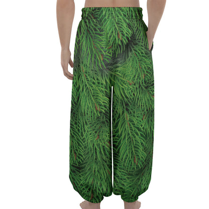 Christmas Tree Branches Print Lantern Pants