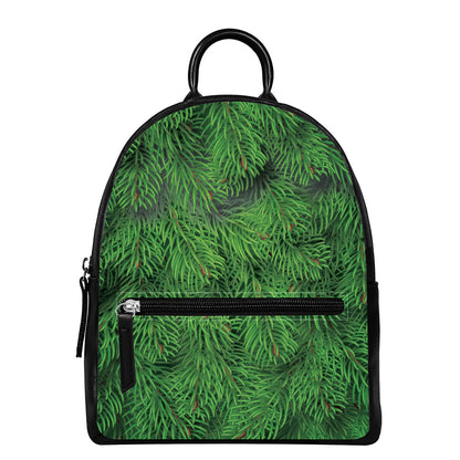 Christmas Tree Branches Print Leather Backpack