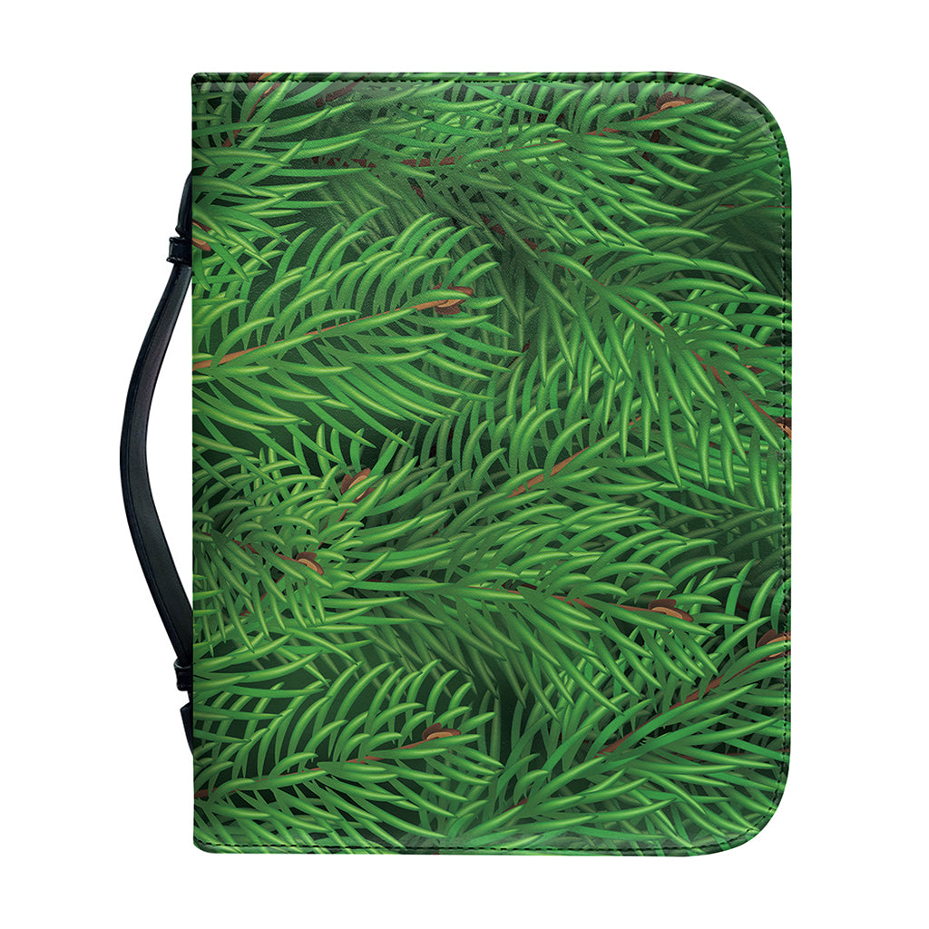Christmas Tree Branches Print Leather Bible Cover