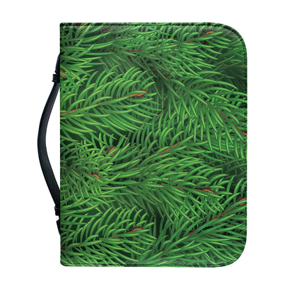 Christmas Tree Branches Print Leather Bible Cover