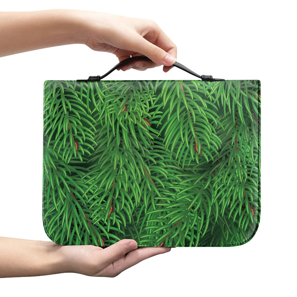 Christmas Tree Branches Print Leather Bible Cover