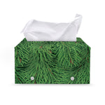 Christmas Tree Branches Print Leather Tissue Box Cover