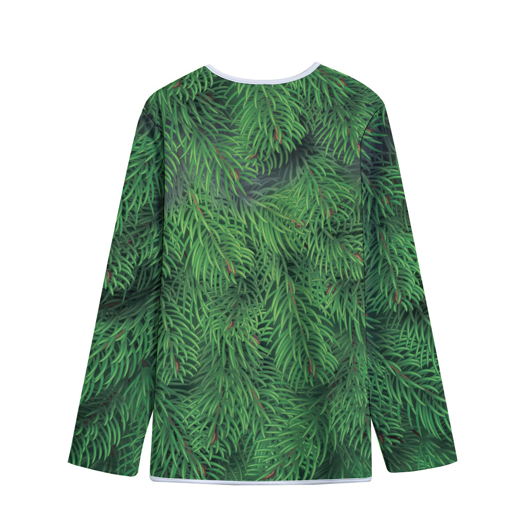 Christmas Tree Branches Print Long Sleeve Short Coat