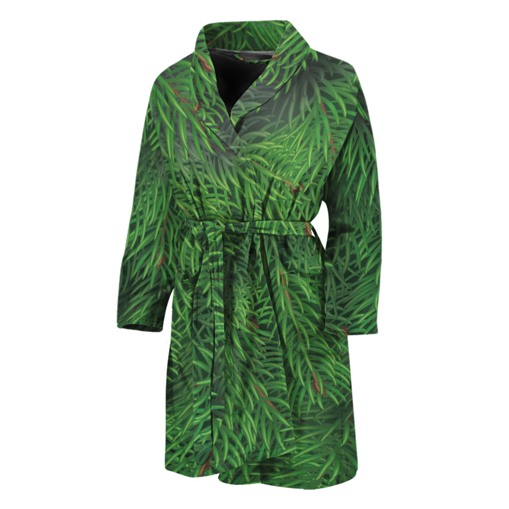 Christmas Tree Branches Print Men's Bathrobe