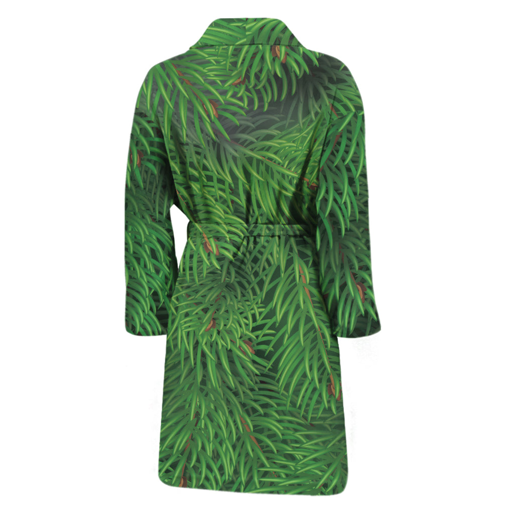 Christmas Tree Branches Print Men's Bathrobe