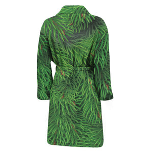 Christmas Tree Branches Print Men's Bathrobe