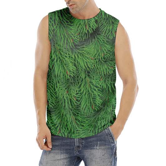 Christmas Tree Branches Print Men's Fitness Tank Top