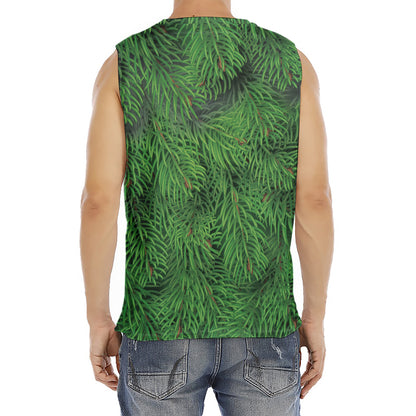 Christmas Tree Branches Print Men's Fitness Tank Top