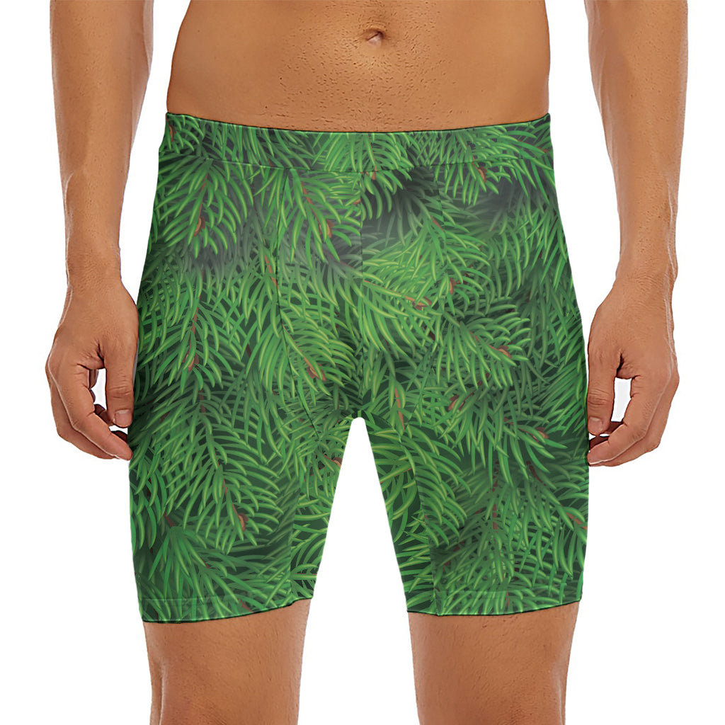 Christmas Tree Branches Print Men's Long Boxer Briefs