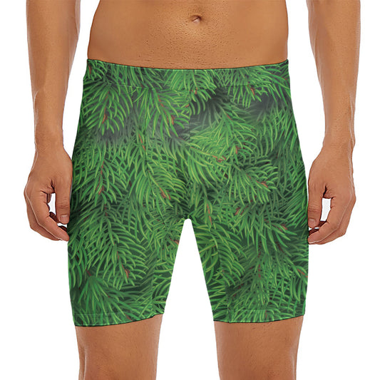 Christmas Tree Branches Print Men's Long Boxer Briefs