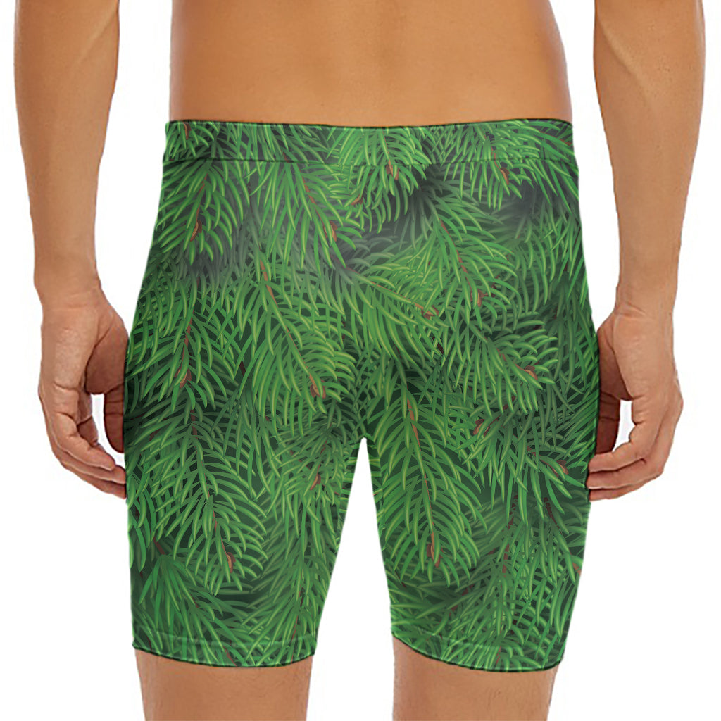 Christmas Tree Branches Print Men's Long Boxer Briefs